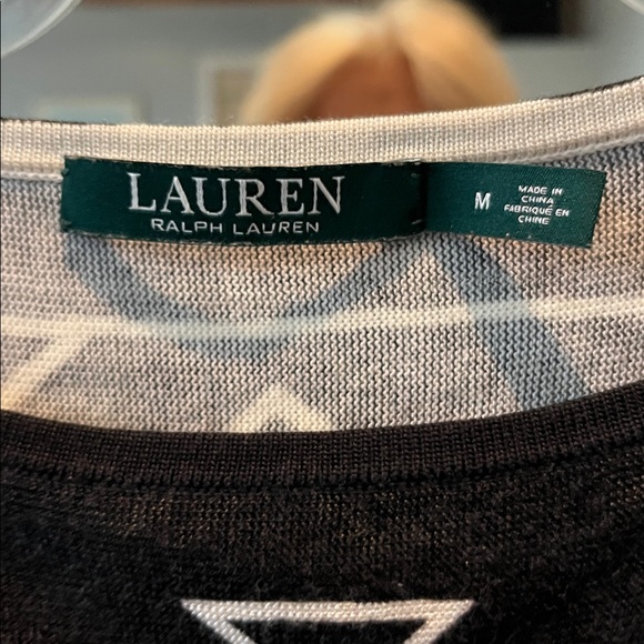 Ralph Lauren Black and White Geometric Long Sleeve Top Size - Picture 5 of 8